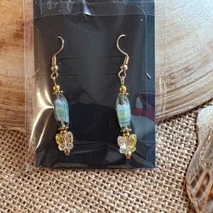 Chic Gold and Blue Beaded Earrings